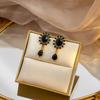 Baroque Black Oval Drop Earrings with High-Grade Diamonds