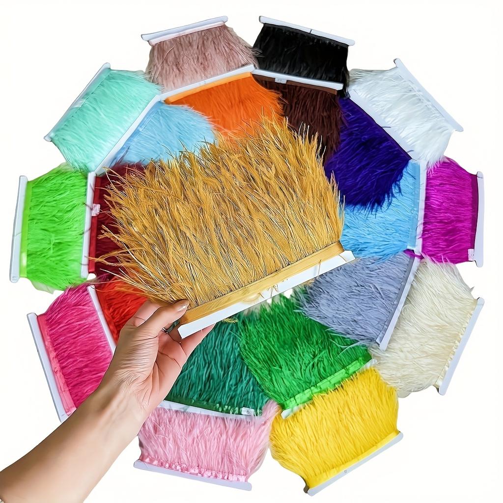 1Meter Real Pink Ostrich Feather Fringe 8-10CM Fluffy Feather Tassel Trim for Clothing Sewing DIY Dress Decoration Accessories