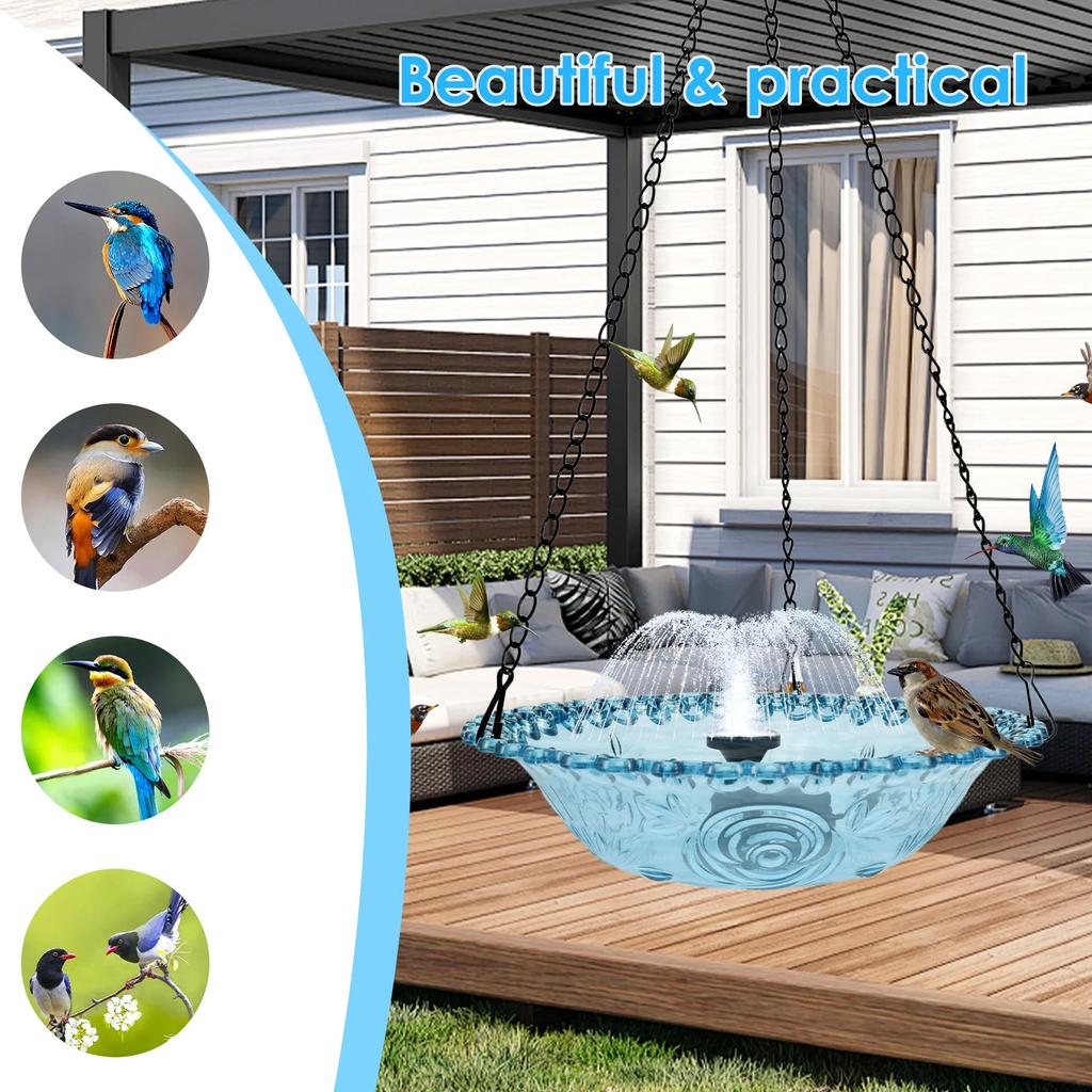 Подвесная поилка для птиц Фонтанчик Кормушка для колибри Водяной фонтан DIY Фонтан для водного ландшафта Садовое украшение для патио на открытом воздухе