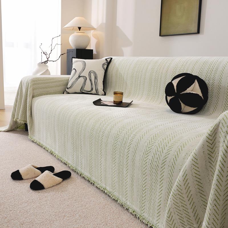 Современный минималистичный чехол на диван из шенилла в елочку, всесезонное нескользящее одеяло