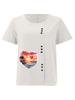 Women's Fashion Heart-shaped Scenery Print Round Neck Short Sleeve T-shirt Casual Cotton Linen Graphic Shirt Leisure Loose Summer Blouse Tops
