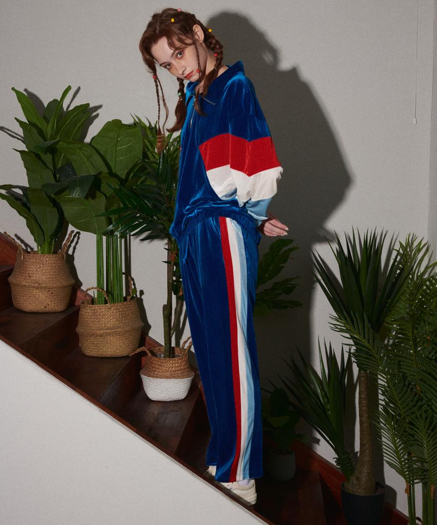 FANGOH Tempo-Velvet Track Pants Blue