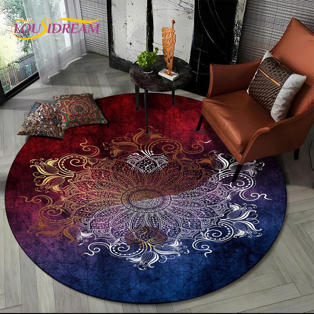 3D Meditation Mandala Bohemia nature Spirit Yoga Round Carpet Rug for Living Room Bedroom Child Decor,Pet Area Rug Non-slip Mat