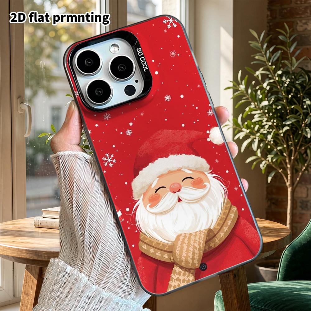 Phone Case: 2D flat design suitable for iPhone 18, 17, 16, 15, 14, 13 Pro, color silver protective case, couple style, cute illustration, Christmas an