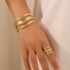 2pcs New Fashion Simple Design Geometric Open Bracelet Ring Set, Women's Personalized Trend Holiday Party Accessories Gifts