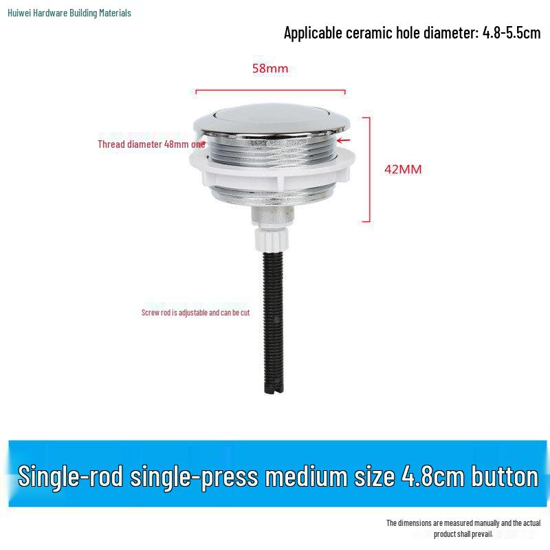 Single-Press Toilet Tank Flush Button 3.8/4.8 for Bathroom Accessories