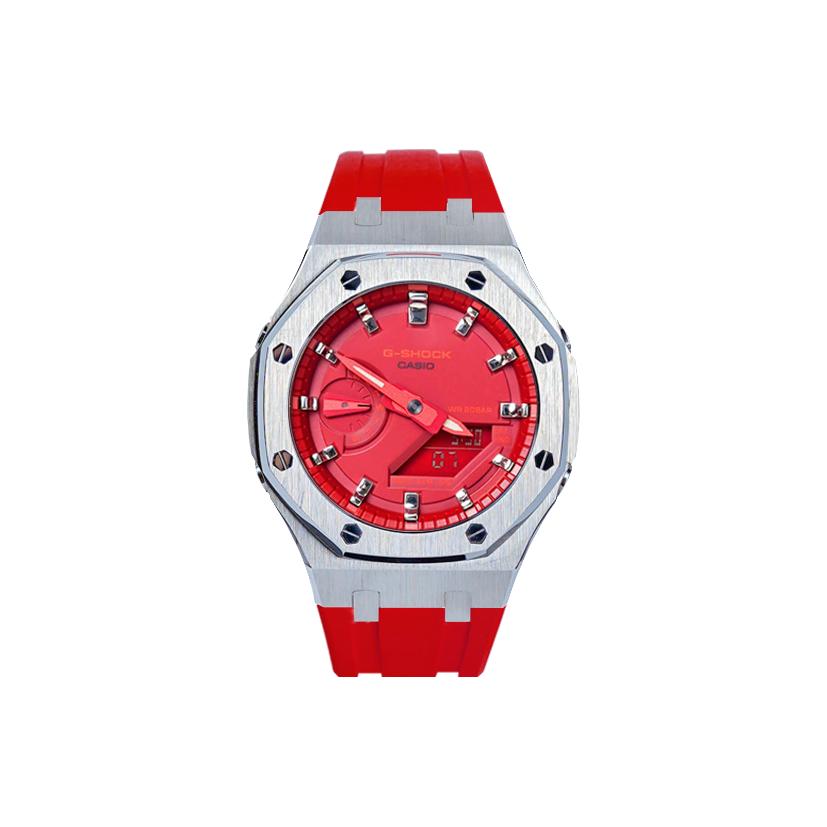 CASIO Unisex Liquid Crystal,Analog Dual Display Series 48.5mm Red Watch GA-2100-4A(Watch8--)