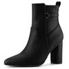 Allegra K Women's Pointed Toe Ankle Boots with Chunky Heels, Black, Size 26.5cm