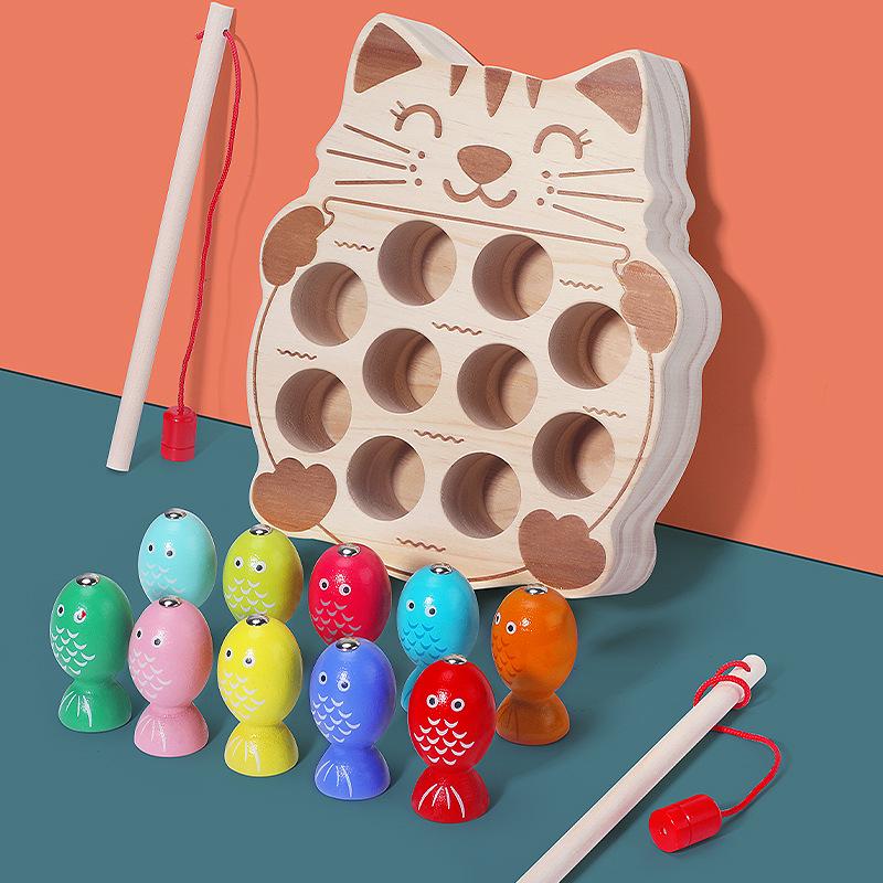 CPC Kids Магнитная игра «Рыбалка с котятами» – деревянная развивающая игрушка для тренировки концентрации