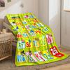 The pattern pairs uppercase and lowercase letters with corresponding images. for all seasons blanket lunch break throw gift
