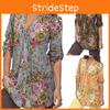 Women Tops Shirt Vintage Floral Print V Neck Tunic Tops Blouse Clothing Gift