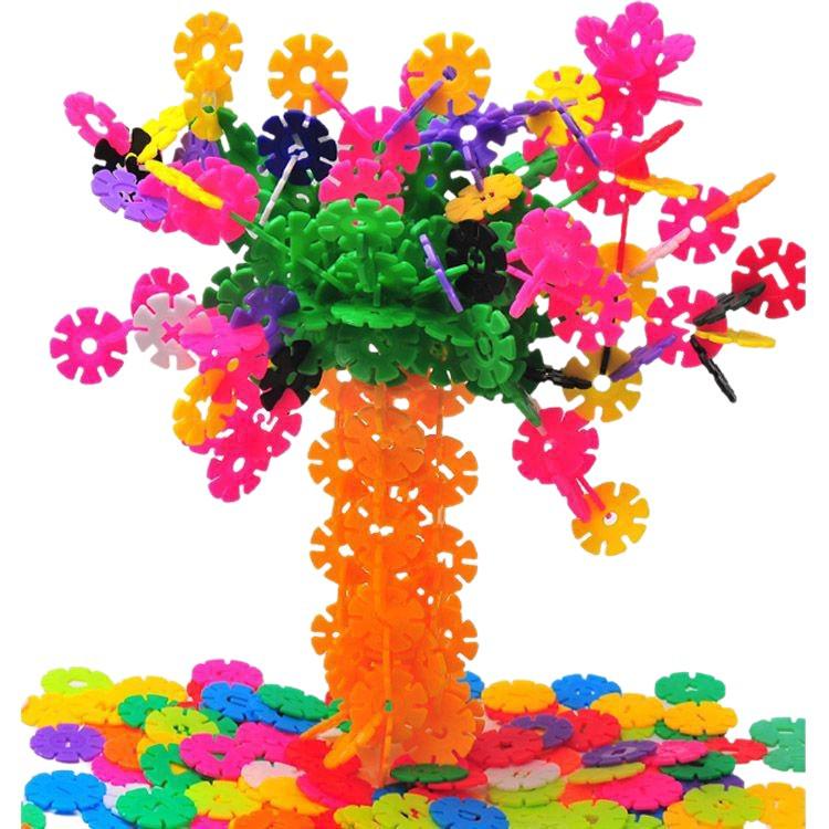 Plum Blossom 3D Snowflake Interlocking Building Blocks - Educational Rotating Toy
