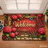 Rustic Blue Wood Entryway Welcome Mat Purple Flower Butterfly Area Rug Non-Slip Floor Carpet for Home Kitchen Corridor Doormat