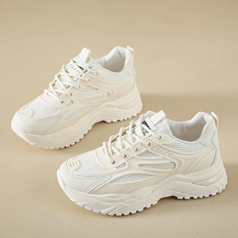 New Spring 2025 Fashionable Thick-soled Height-increasing Casual Single-shoe Mesh Lightweight Running Women's Shoes