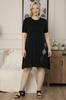 Women's Big Size Dress Plus Size Black Patchwork Patterned Midi Dress.