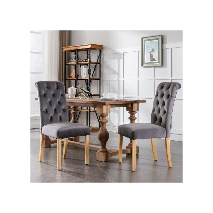 Ensemble de chaises - MUVOE - 6 chaises en velours - Pieds en chêne - Confort optimal - Design moderne