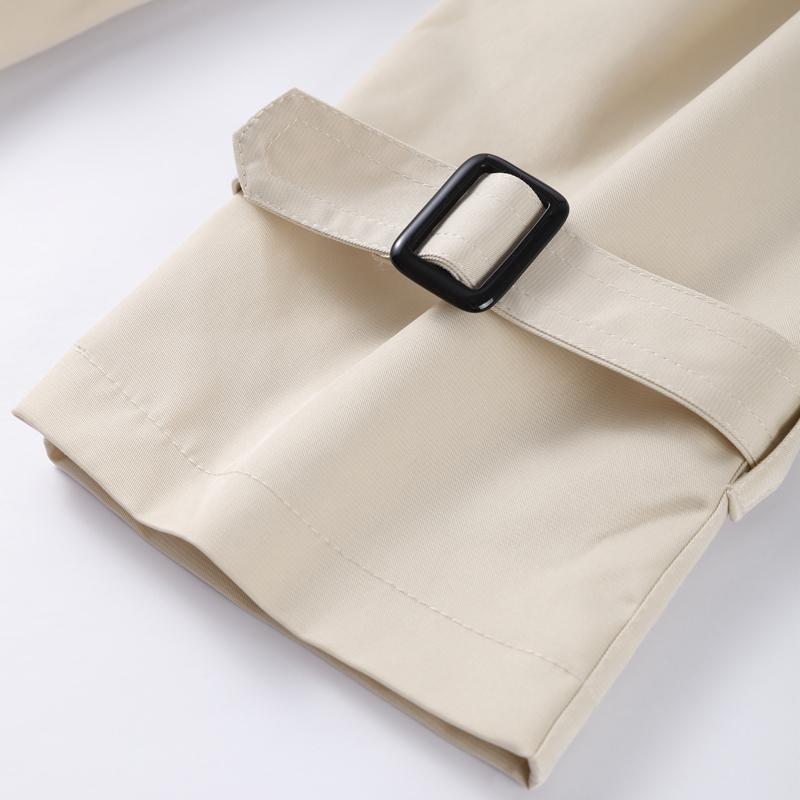 Короткий тренч на шнуровке со стойкой воротником, женский, с длинным рукавом, двубортный, тонкий приталенный жакет, ветровка для通勤, осенняя верхняя одежда 2025