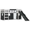 Bunk Bed with Slide and Curtains White and Black 90x200 cm