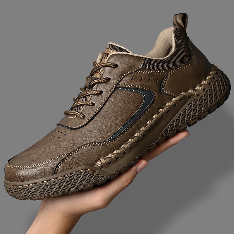 Fashion Stylish Mens Casual Leather Sneakers Classic Men's Masculino Leisure Walk Trainers Lace-Up Men Outdoor Handmade Treking Footwear