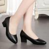 2025 Весна Новые рабочие туфли Черные профессиональные женские туфли на высоком каблуке Туфли-лодочки на низком каблуке Кожаные офисные деловые женские туфли