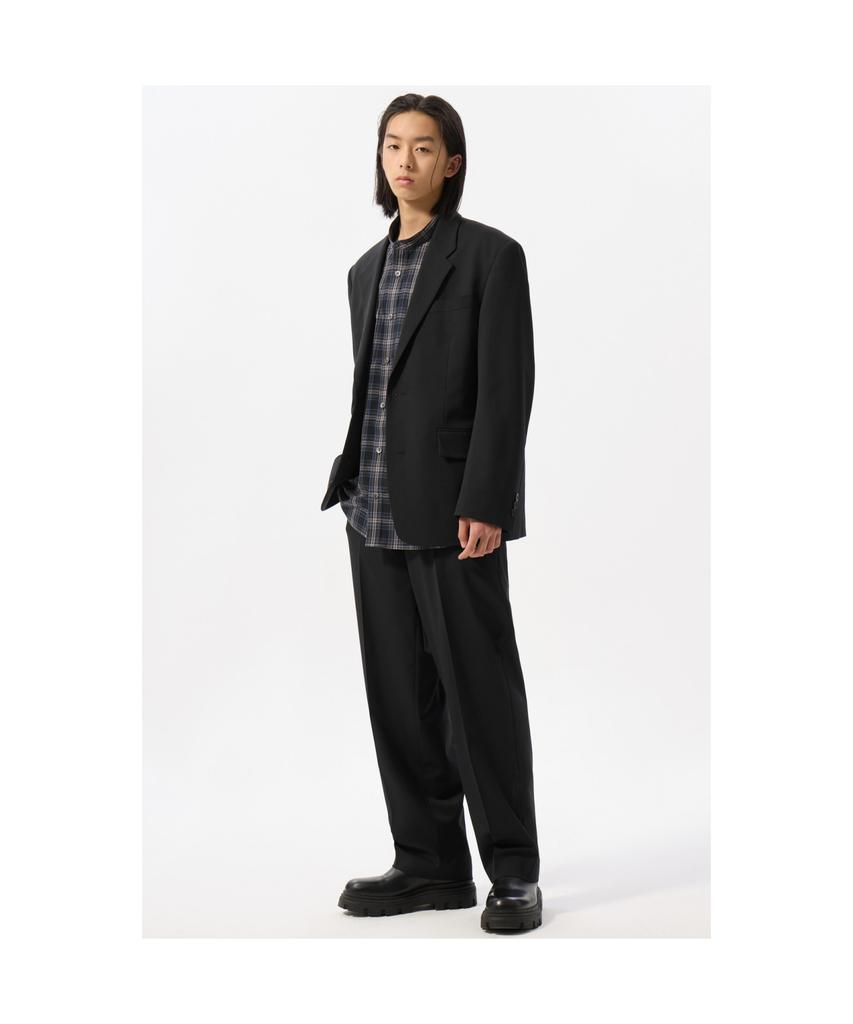 Customellow Black Relaxed Fit Wool Blended Setup Jacket_Cwjas25221Bkx