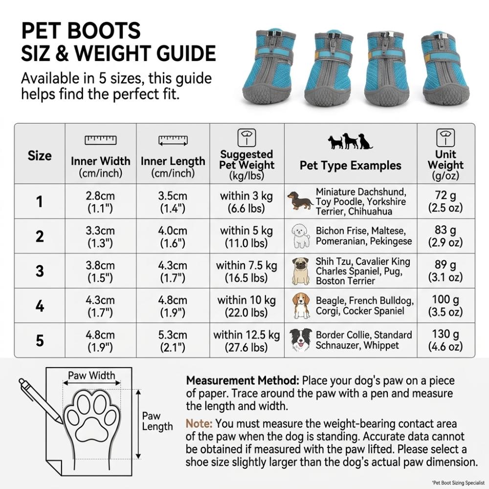 4pcs Mesh Holes Dog Booties Non Slip Sole Pet Paw Covers Small Dog Use Dog Shoes All Season Use