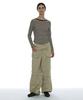 PARTIMENTO WOMEN 2-Way Belted Layered Parachute Pants_Khaki Beige