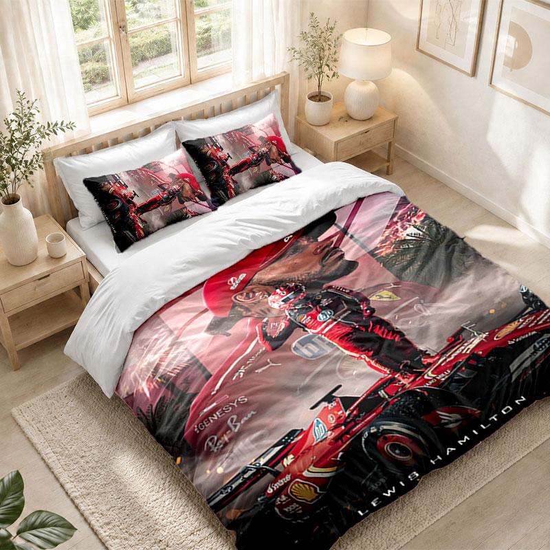 Bedding Set 1 Duvet Cover 2 Pillowcases Lewis Hamilton Print Bedroom Home Decoration