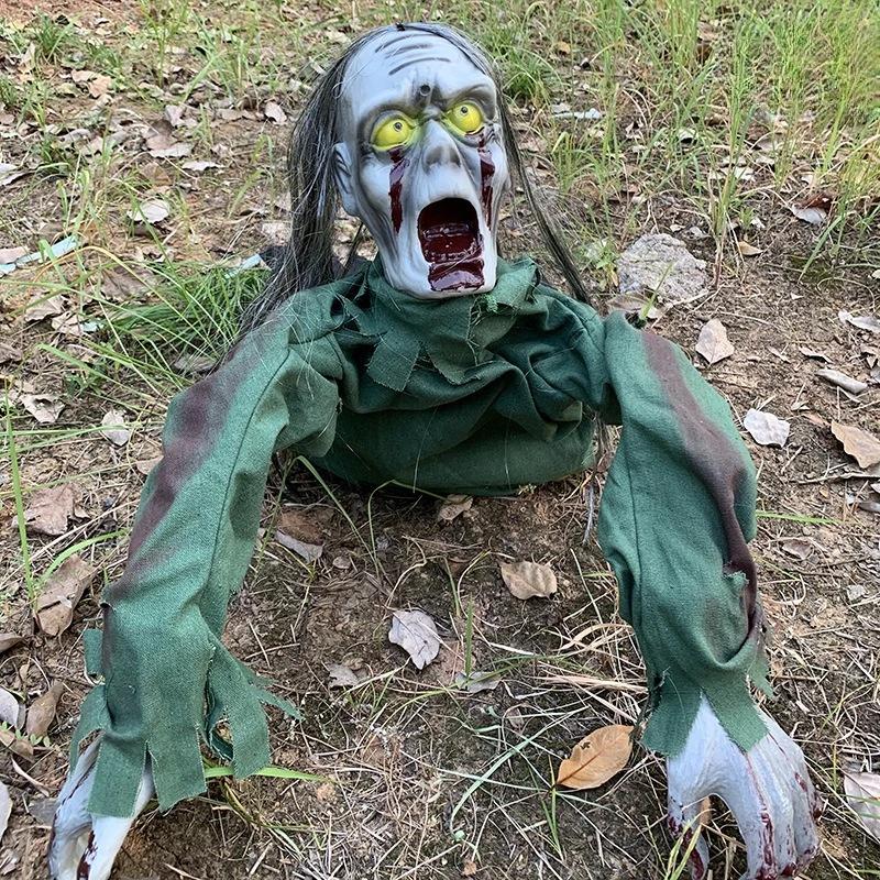 Ползающий Призрак Хэллоуин Украшение Реалистичный Звук Светящийся Свет Жуткий Реквизит для Дома с Привидениями Страшный Движущийся Декор