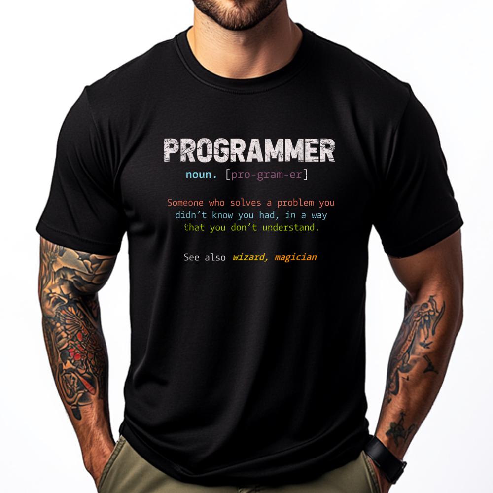Funny Nerd Software Developer Program Definition Programmer Wholesale Tshirts 100 Pcs Adult Cotton T Shirt Men Printing