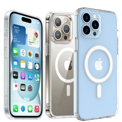 Кристально Прозрачный Магнитный Чехол для iPhone 16 15 14 Plus 13 11 12 Pro Max Чехол Совместим с Magsafe Беспроводная Зарядка Чехол-накладка