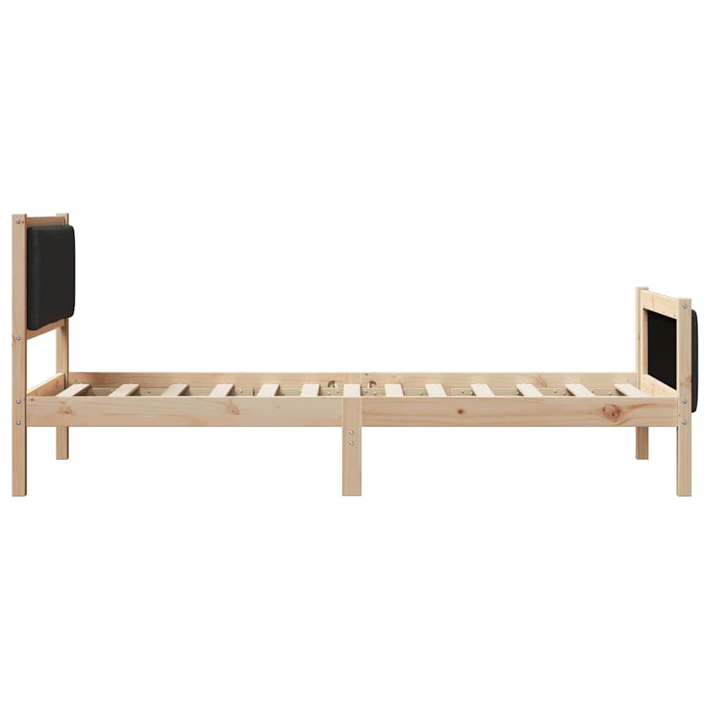 Black Bed Frame with Headboard 90 x 200 cm Fabric