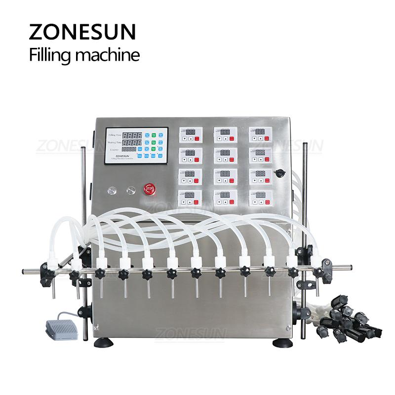 ZONESUN ZS-DPYT12P 12 головок 50-4000 мл Полуавтоматическая мембранная помпа Машина для розлива сока, жидких напитков, воды в бутылки