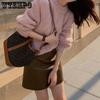 Round Neck Knitted Sweater Thickened Autumn and Winter New Korean Version Solid Color Simple Sweater for Women
