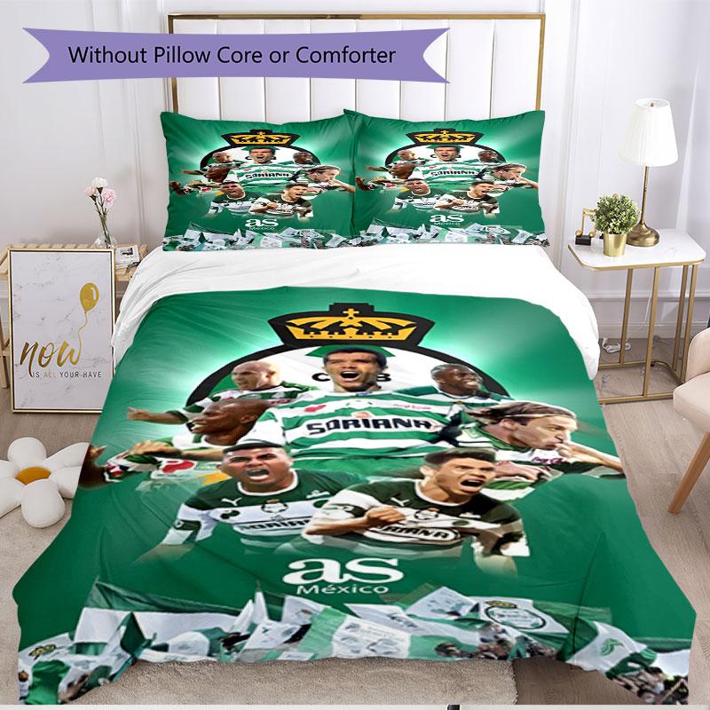 3pcs Duvet Cover Set (1*Duvet Cover + 2*Pillowcase, Without Core), Club Santos Laguna Print Soft All‑Season Bedding Set, Home Bedroom Decor Gift