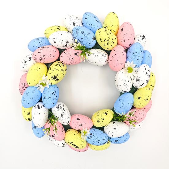 Пасхальное яйцо, цветочный венок ярких цветов, весенний искусственный цветочный венок, гирлянда на входную дверь, весеннее украшение для гостиной
