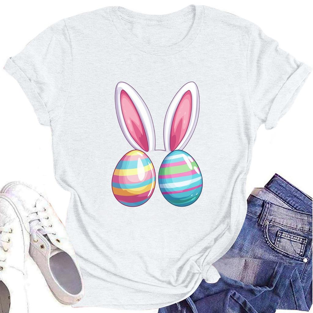 Women's Printed Round Neck Short-sleeved T-shirt Top