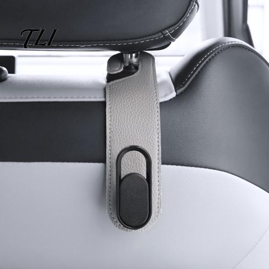 Hidden Car Purse Holders Universal Seat Hook Hanger, Faux Leather Back Storage Vehicle Hooks Foldable Interior Organizer for Hanging