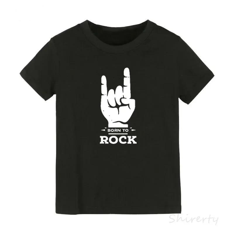 Детская футболка Born To Rock для мальчиков и девочек, унисекс, детская одежда, крутой модный стиль, топы, детские летние футболки с коротким рукавом и графическим принтом