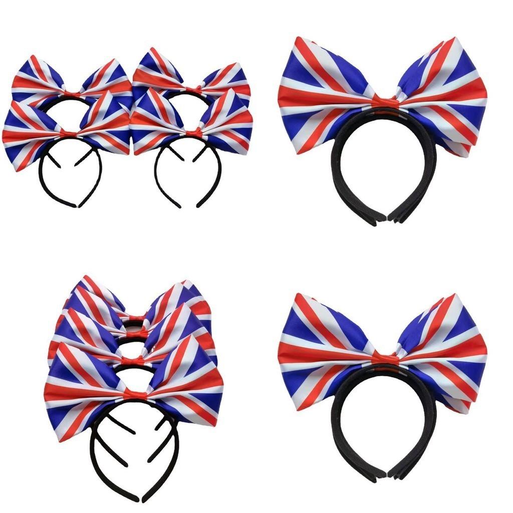 Стильная повязка на голову с Юнион Джеком, повязка на голову «Алиса» с большим бантом для мужчин и женщин, Платиновый юбилей