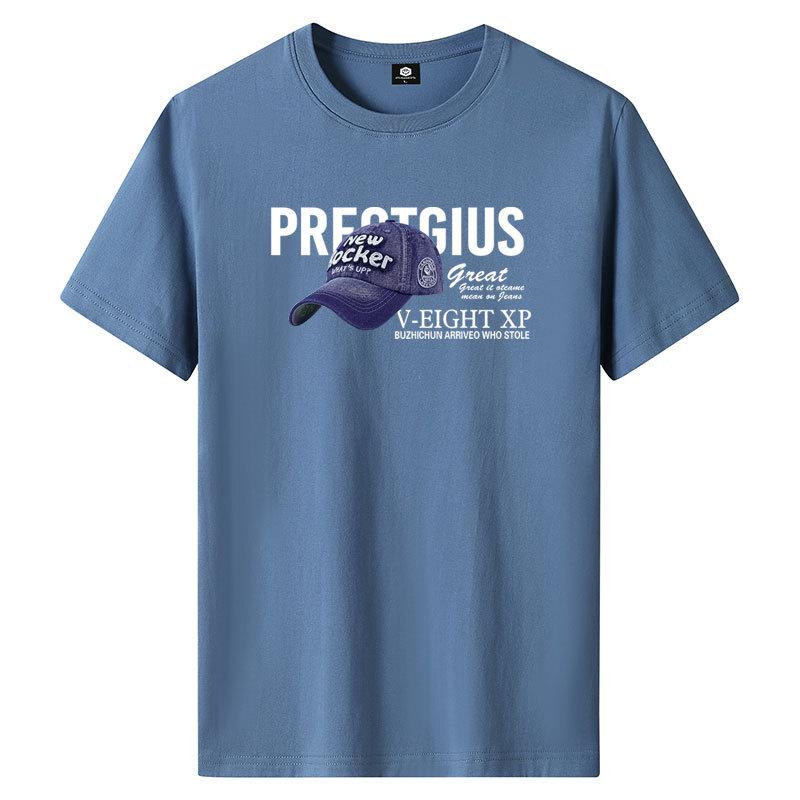 GMXIA Футболка с коротким рукавом из хлопка, мужская модная свободная рубашка с коротким рукавом, с принтом