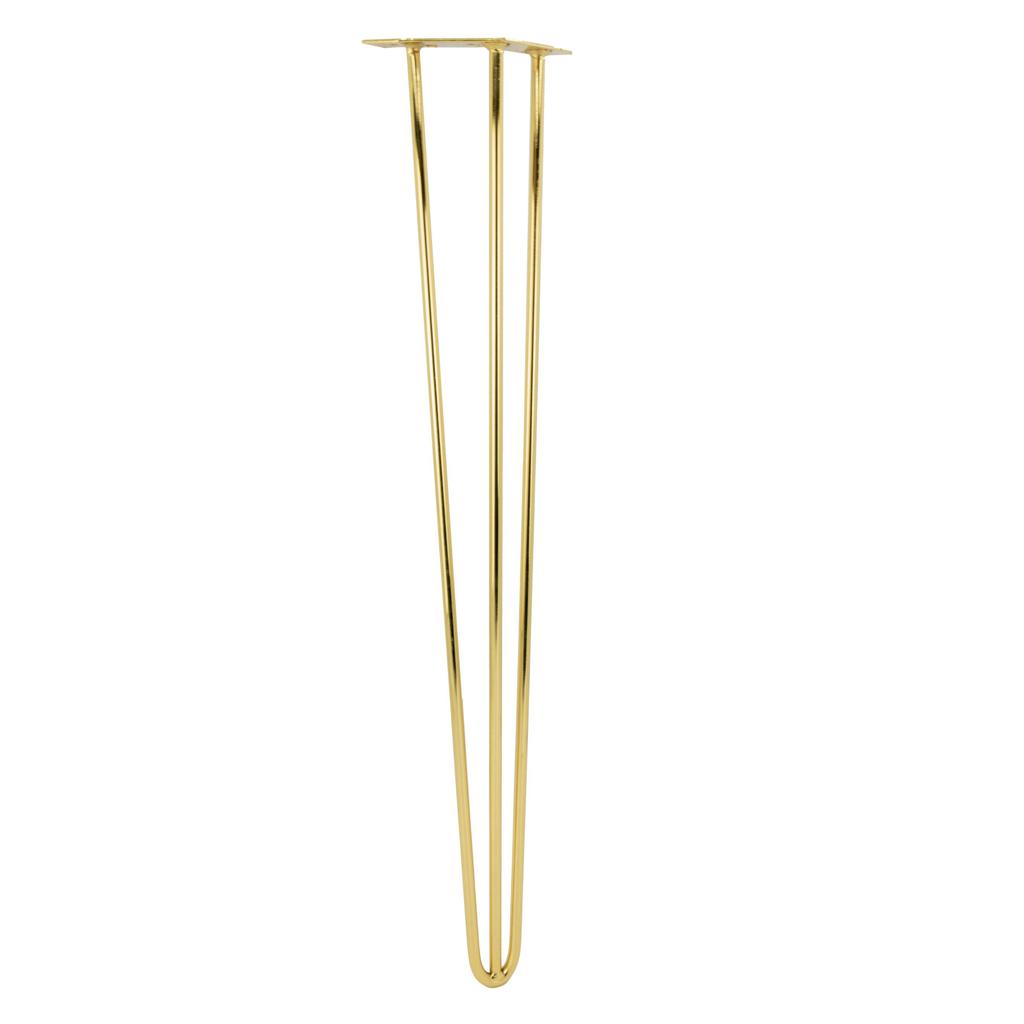 Hairpin furniture leg, height 71 cm, 3 rods gold chrome
