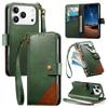 Color Blocking Luxury Magnetic Cards Solt Wallet Leather Phone Case for iPhone 17 Pro Max 16 Plus 15 14 13 12 Strap Flip Cover