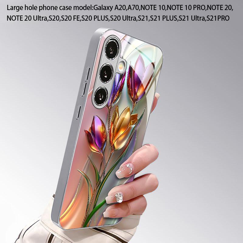 2D чехол для телефона с узором "Тюльпан" для Samsung S26 S25 S24 S23 S22 S21 S20 A56 A36 A16 - Гальванизированная стеклянная защитная крышка