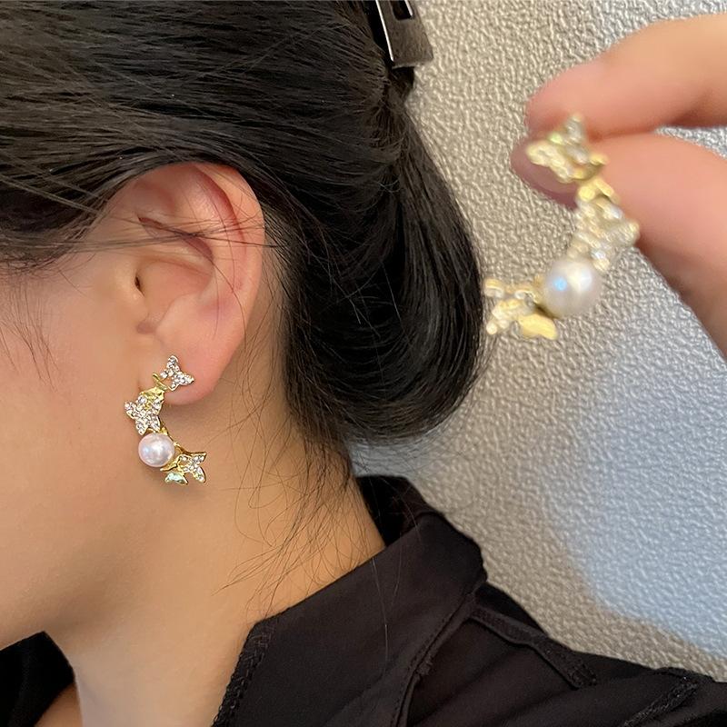 Персонализированные серьги Niche Design Sense, серьги-гвоздики с бриллиантами в виде бабочек, серьги Ins Sweet Temperament