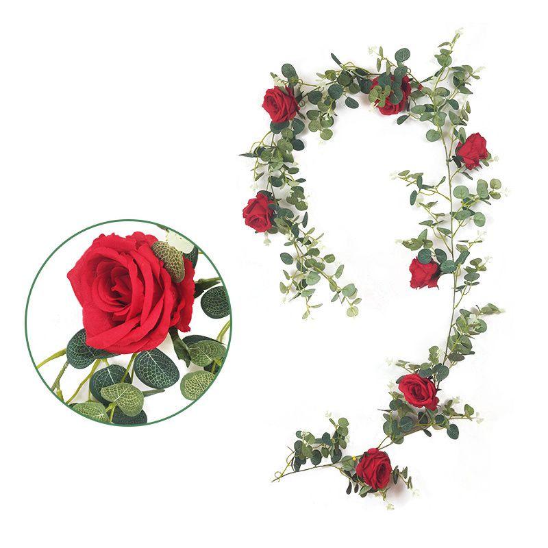 Eucalyptus 195m Artificial With Rose Garland Vine Hanging Party Wedding Decor