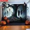 2D flat banner 1 piece Halloween background fabric with an extremely terrifying and dark stylezyc