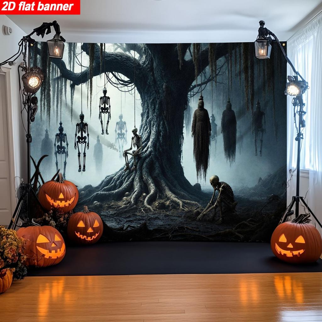 2D flat banner 1 piece Halloween background fabric with an extremely terrifying and dark stylezyc