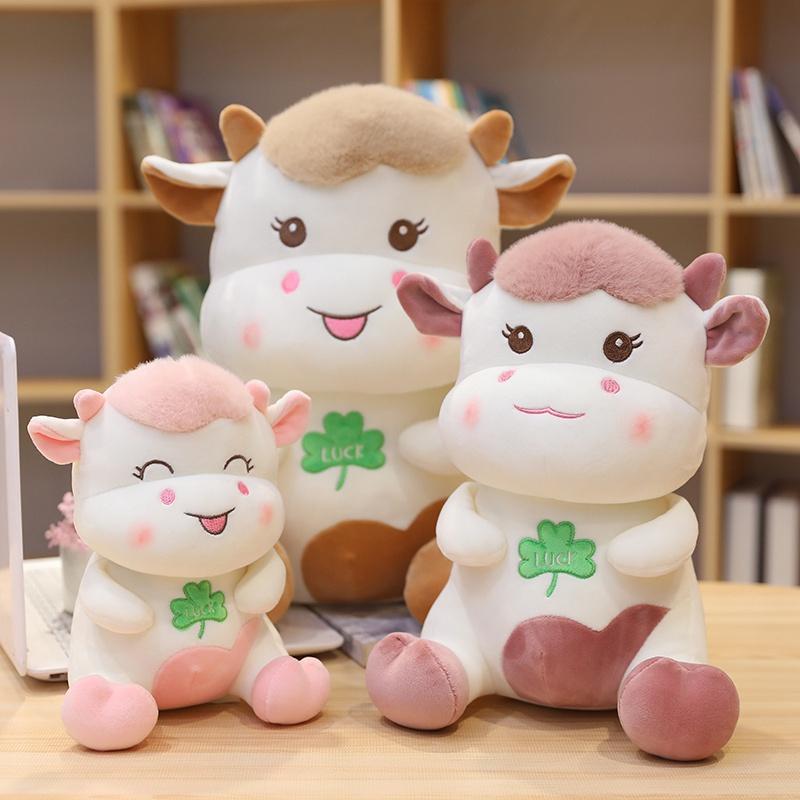 Новая плюшевая игрушка Kawaii Lucky Cow, мягкая мультяшная кукла в виде коровы, домашний декор для детей, подарок на день рождения, Рождество, умиротворение