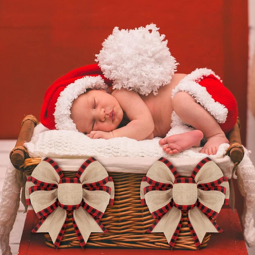 3 шт. Рождественские банты для венка Красный Белый Бант со снежинкой Зимние Рождественские банты для поделок на новогоднюю рождественскую вечеринку